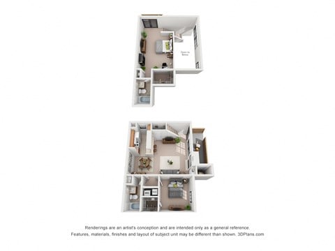 Floor plan for 2 beds, 2 baths, 1078 sqft